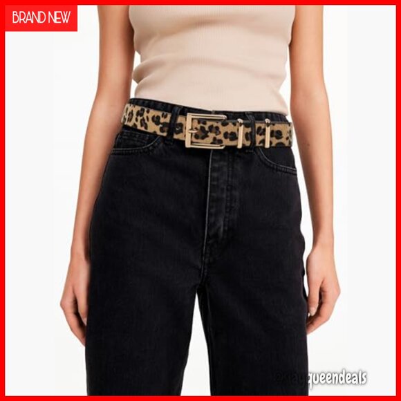 Leopard Print PU Leather Belt with Horsehair Trim for Jeans and Dresses main image 4